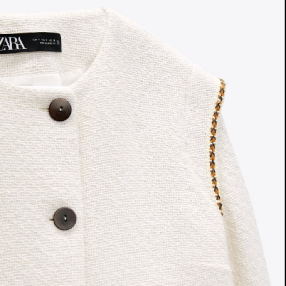 Zara Textured Jacket With Contrasting Piping - Picture 6 of 16